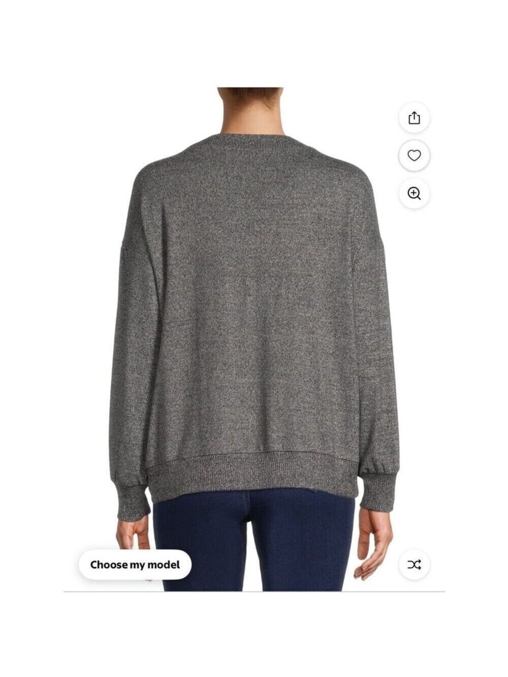 Time and Tru Gray Hacci Wrap Sweater Top V-Neck Long Sleeve Size Large - Picture 2 of 9